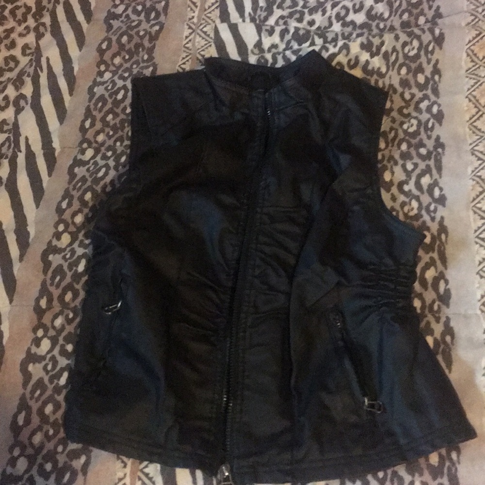 Black leather vest